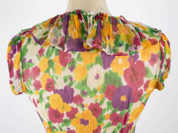 Silk Blouse, 1990s Floral, Flowers Vintage Top, F… - image 4