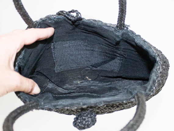 60s Vintage handbag, Black Color, Handles Bag, Si… - image 8