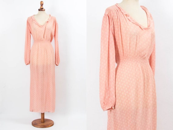 40s Robe, Vintage Robe, Romantic Dress, Pink Robe,