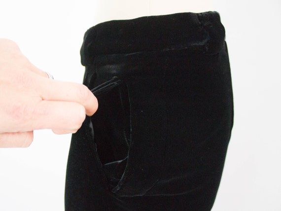 Midnight Blue Velvet, Vintage Trousers, Large Fit… - image 6