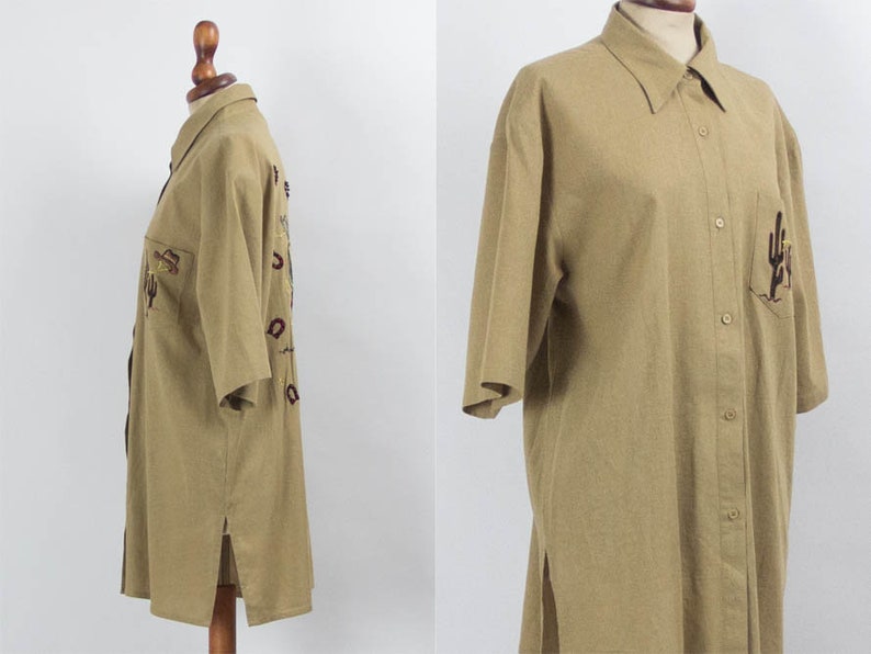 Beige Color Embroidered T Shirt made In Italy 80s Vintage Blouse Size L Short Sleeves Positano Kaki Top Safari Style