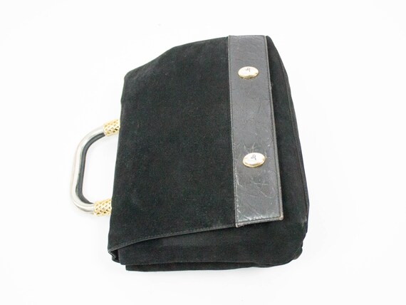 Black Handbag, Suede leather Style, Genuine, Kits… - image 4