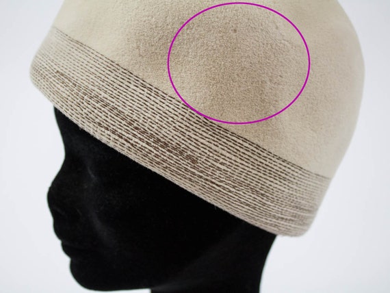 50s Vintage Hat, beige Color, Wool Material, Pill… - image 9