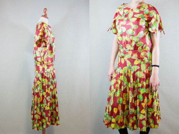 vintage sixties floral dress / sartorial flowers … - image 1