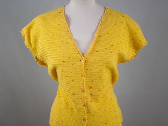 50s Knitted Dress, Vintage Yellow Dress, Handmade… - image 3