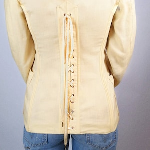 Jean-Paul Gaultier, 1980s Vintage, Linen Silk, Iconic, Late Eighties, Corset Style, Strings,  Butterscotch, Size S M
