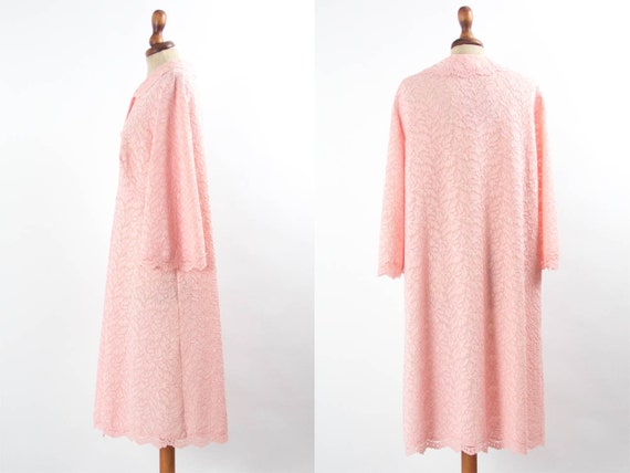 60s Vintage Duster, Lace Night Dress, Pink Color,… - image 6