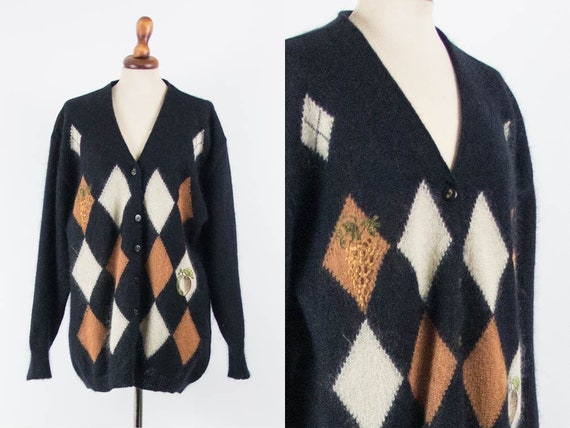 Vintage Jumper, Etienne Aigner, Argyle, Wool, Moha