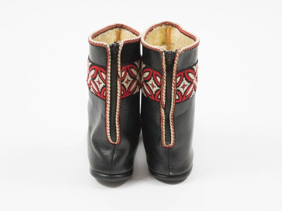 70s Vintage Boot, Leather Bootie, Embroideries, M… - image 2