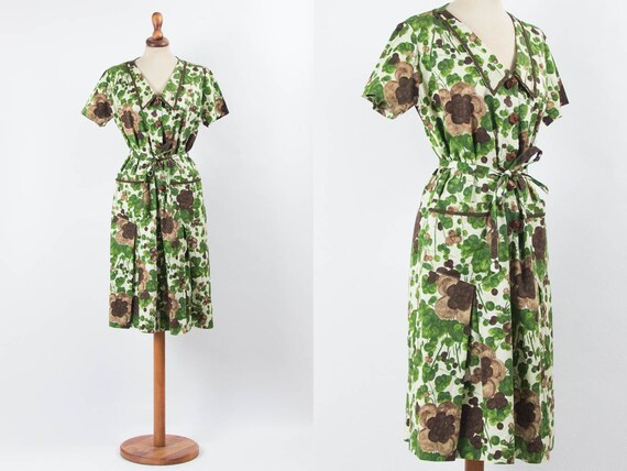 Vintage 40s Dress, 40s Floral Dress, 1940s Dress,