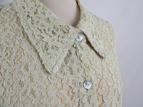 90s Vintage Blouse, 1990's Dress, Lace Shirt Dres… - image 5