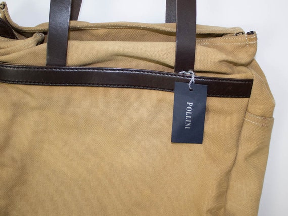 Pollini Vintage Bag, 90s Shoulder Bag, Canvas Lea… - image 5