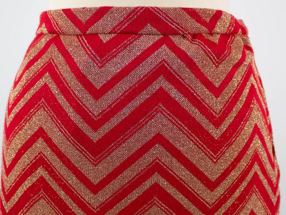 70s Vintage Skirt, Red Gold Color, Maxi Skirt, Se… - image 4