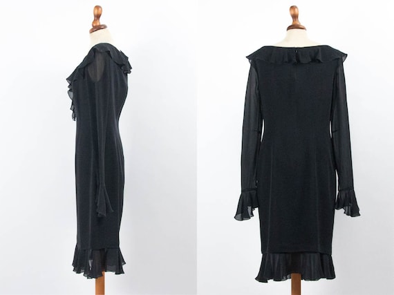 Escada Vintage Dress, 90s Black Dress, Elegant Bl… - image 2