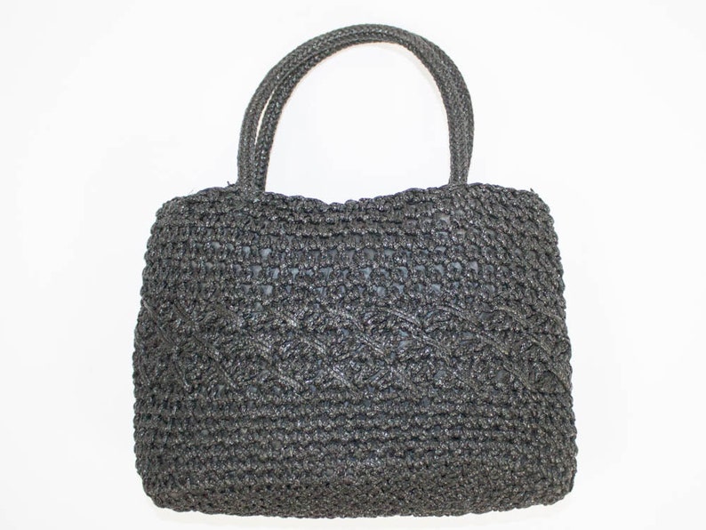 60s Vintage Handbag Black Color Handles Bag Sixties - Etsy