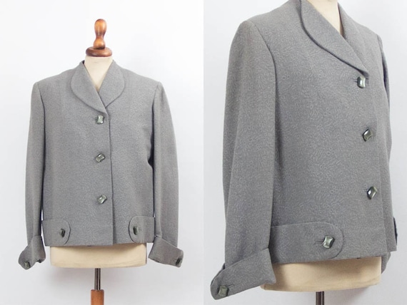 1950s Jacket Vintage, 50s Jacket, Grey Color, 50s