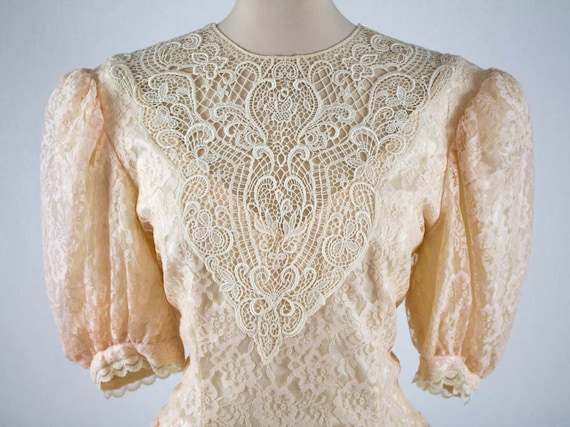 1980s vintage dress, lace elegant dress, pink dre… - image 3