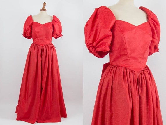 Red Dress, Retro Red Dress, Maxi Dress, Vintage P… - image 1