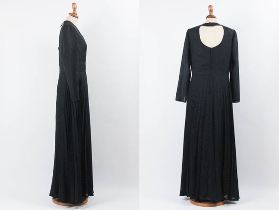 70s Maxi Dress, Black Maxi Dress, Seventies Vinta… - image 2