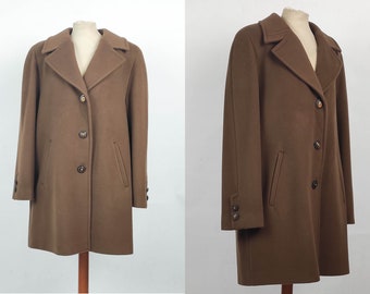 80s Wool Coat, made In Italy, Brown Wood Color, Eighties Fashion, Elegant Coat, Women Winter Coat, Size Medium, Pockets