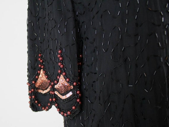 vintage 80's blouse, 1980s beaded tunic, evening … - image 9