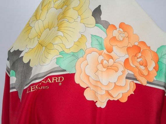 Silk Vintage Scarf, Leonard Paris, 70s Scarf, Pur… - image 6