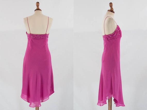 1990s vintage dress, fuchsia dress, sequin pink d… - image 3