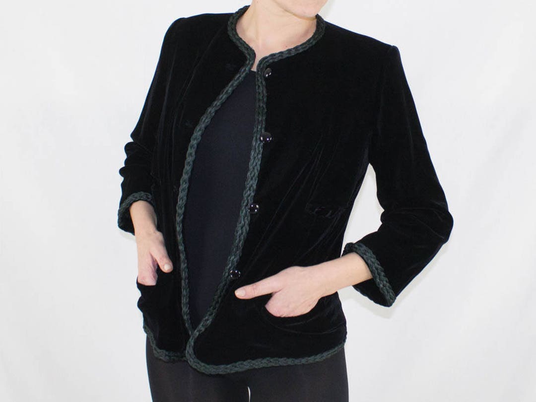 80年代のヴィンテージブレザー、ミラショーン、黒のベルベット