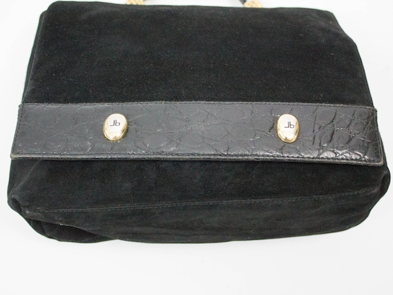 Black Handbag, Suede leather Style, Genuine, Kits… - image 3