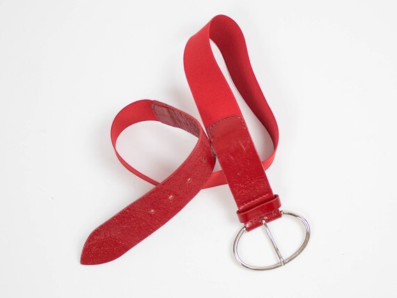（訳ありセール 格安） Red Leather Belt, Elastic Belt, Waist, Claudio Orciani 小物