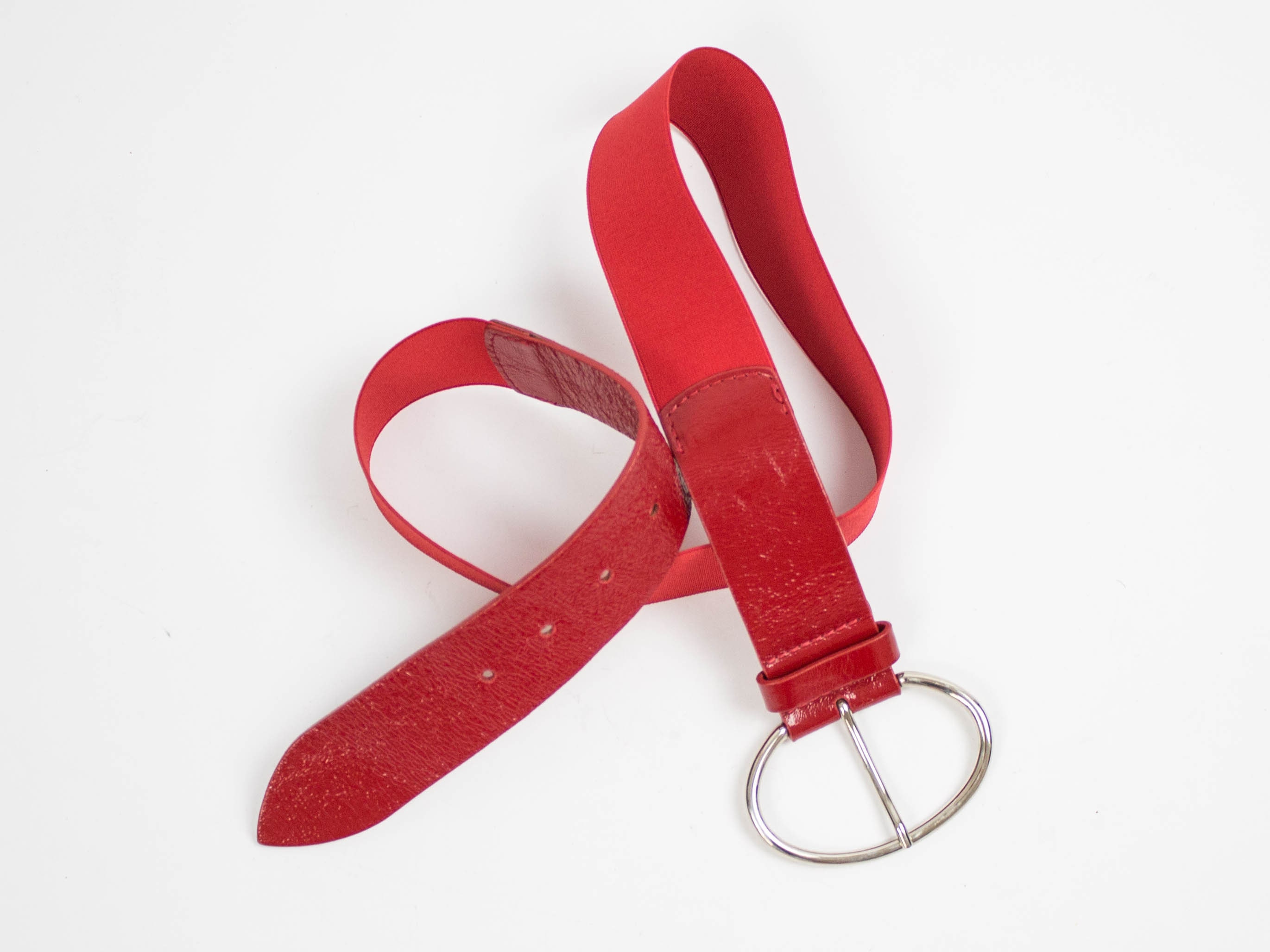Red Leather Belt, Elastic Belt, Waist, Claudio Orciani Red Leather Belt, Elastic Belt, Waist, Claudio Orciani