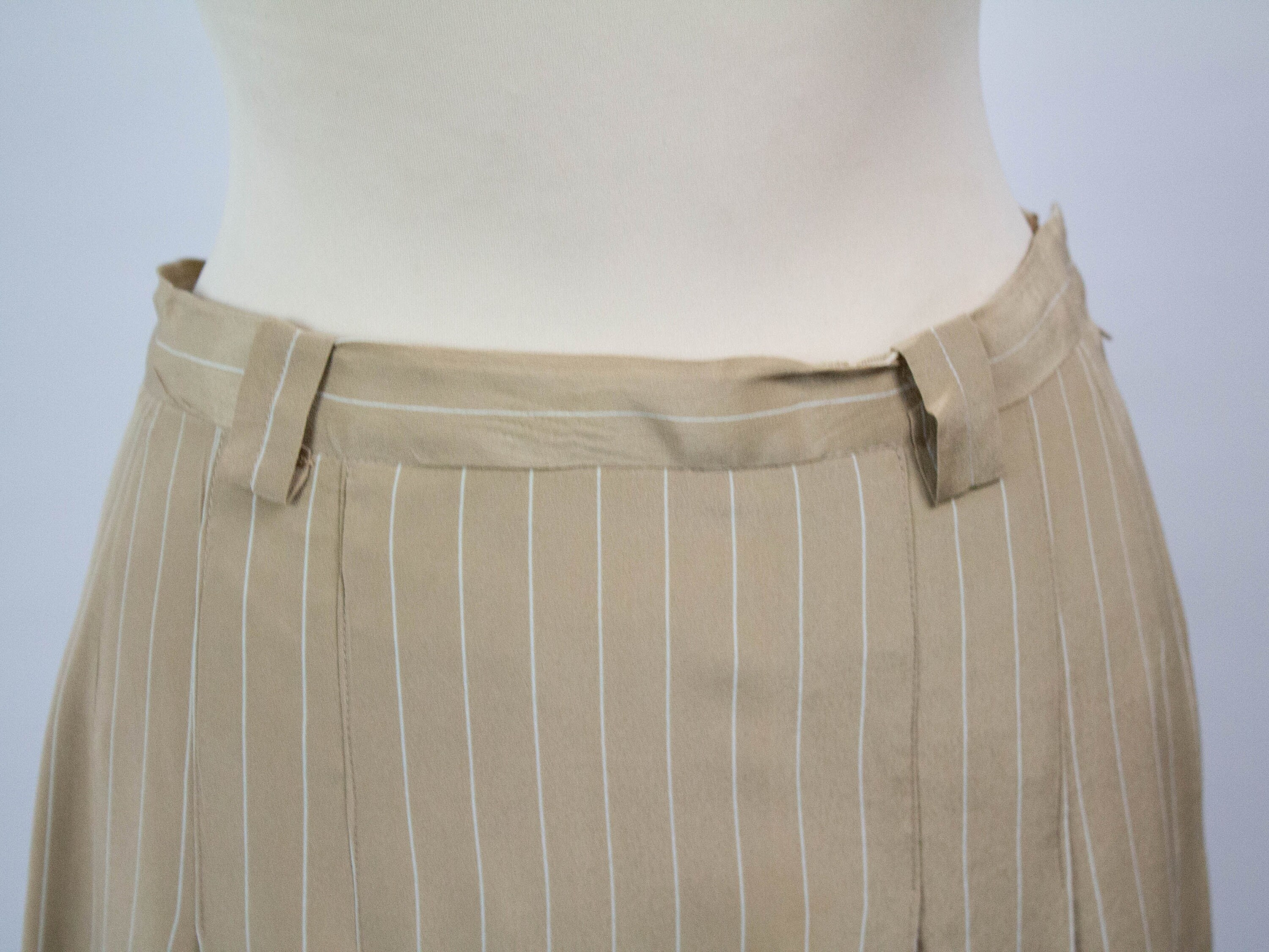 Pinstripe Silk Skirt 60s Vintage 1960s Tailored Beige Etsy