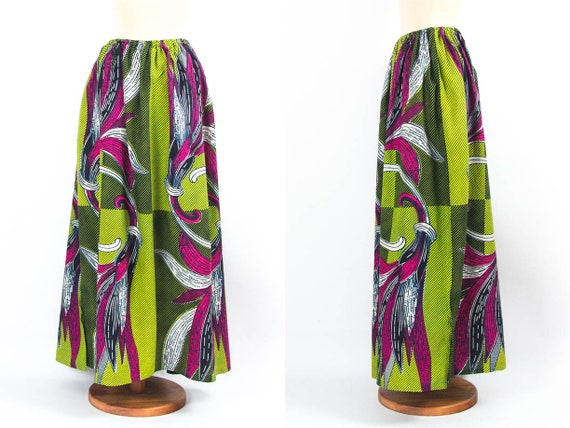 African Print Skirt, Maxi Skirt, Vintage 70s Skir… - image 2
