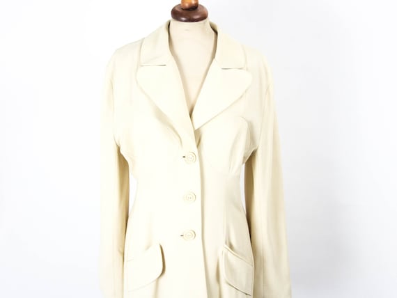 White Formal Jacket, 90s Makes 60s, Button jacket… - image 3