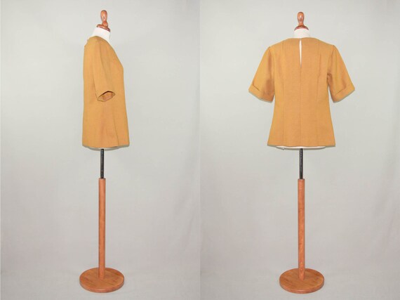 1960s Tunic Mustard Yellow, Tailored Top, Sixties… - image 2