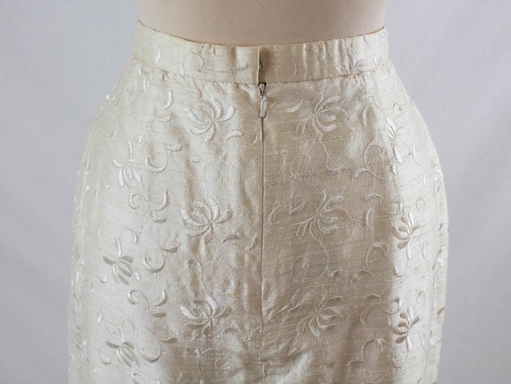 80s silk skirt, cream white skirt, longuette styl… - image 6