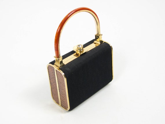 Black Purse, Lucite Handbag, 70s Purse Bag, Elegan