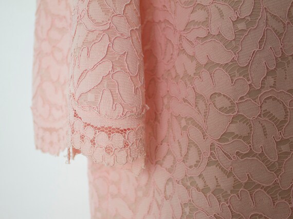 60s Vintage Duster, Lace Night Dress, Pink Color,… - image 8