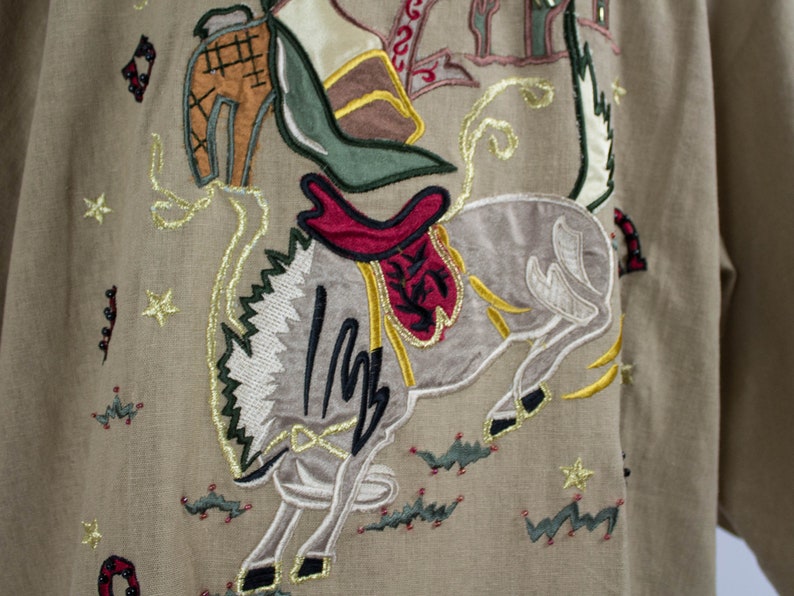 Beige Color Embroidered T Shirt made In Italy 80s Vintage Blouse Size L Short Sleeves Positano Kaki Top Safari Style