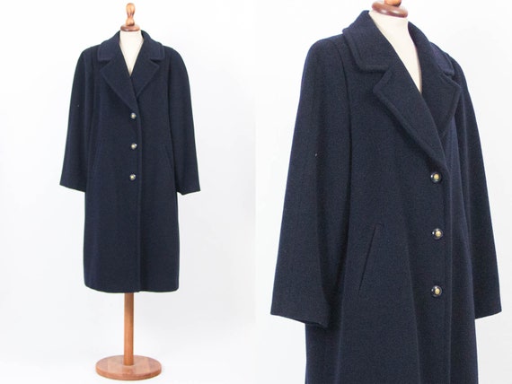 French Vintage wool×cashmere Coat Vintage Coat, Wool Cashmere, Blue Color, 80s Fashion, Classic Fit
