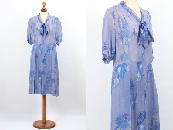 40s Swing Dress, Vintage Swing Dress, Light Blue D