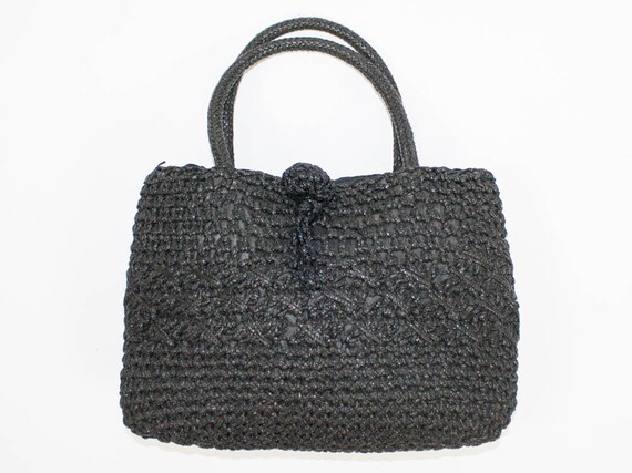 60s Vintage handbag, Black Color, Handles Bag, Si… - image 3