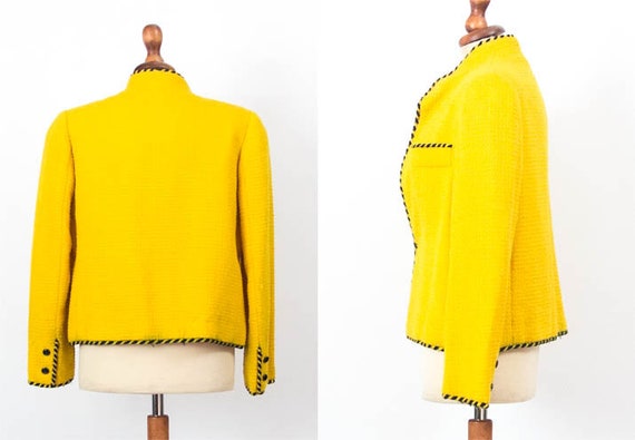Vintage Jacket, Yellow Black, Vintage 80s Blazer,… - image 2