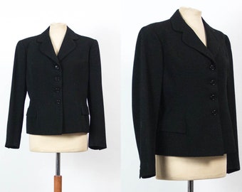 Black Blazer, Vintage Jacket, Black Color, 1960s fashion, 60s Vintage Jacket, Elegant Blazer, Size Medium