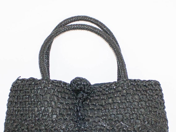 60s Vintage handbag, Black Color, Handles Bag, Si… - image 7