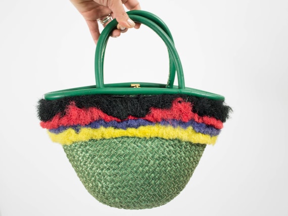 Vintage Raffia Handbag, 1960s Handbag, Vintage Sum