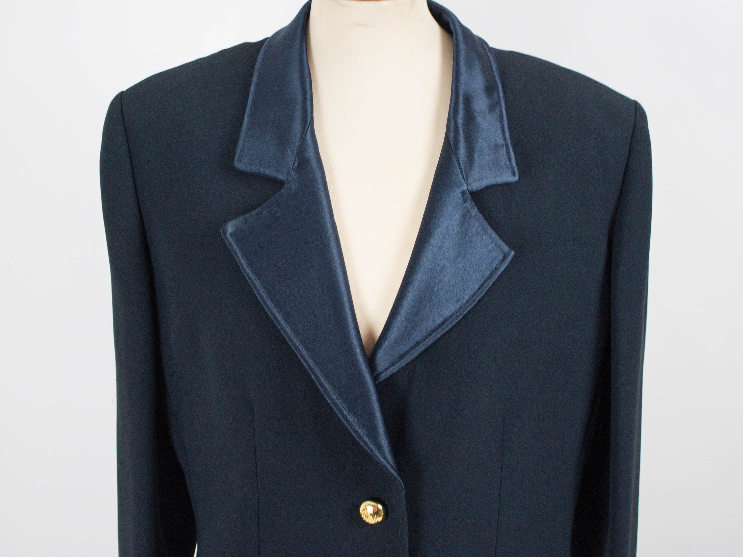 80s Iconic Valentino Black/gold Trim Blazer Jacket By Valentino Boutique main image 1