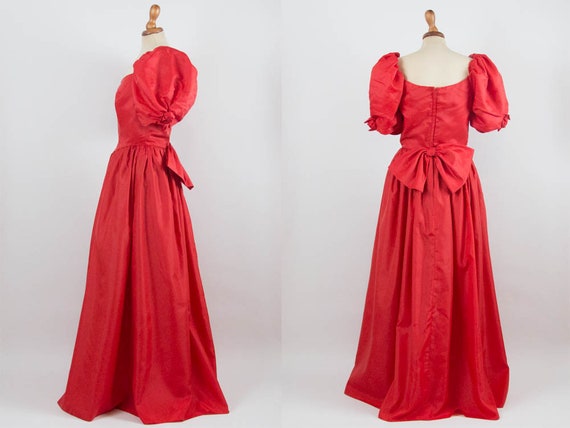 Red Dress, Retro Red Dress, Maxi Dress, Vintage P… - image 2