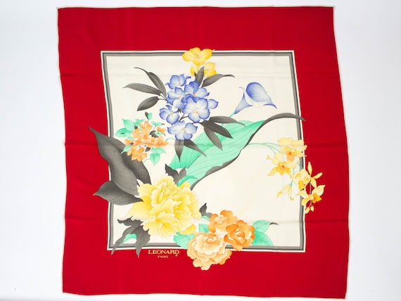 Silk Vintage Scarf, Leonard Paris, 70s Scarf, Pure