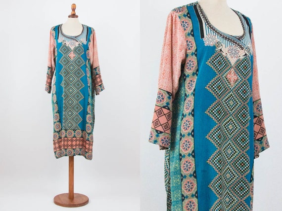 70s Kaftan Dress, Maxi Dress, Beach Kaftan, Authen
